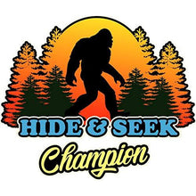 Load image into Gallery viewer, vinyl sticker with hide and seek champion design