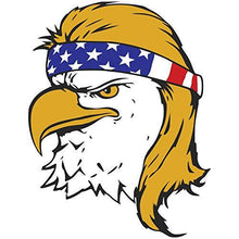 Load image into Gallery viewer, vinyl 5 inch decal with funny bald eagle with mullet haircut design