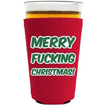 Load image into Gallery viewer, Merry Fucking Christmas and Happy Fucking New Years Pint Glass Koozie Set