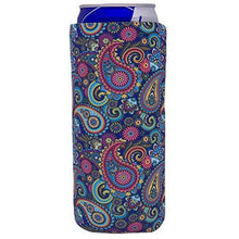 Load image into Gallery viewer, slim can koozie with paisley floral pattern design