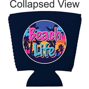 navy party cup koozie with beach life design 
