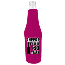 Load image into Gallery viewer, Cheers & Beers to 30 Years Beer Bottle Coolie With Opener