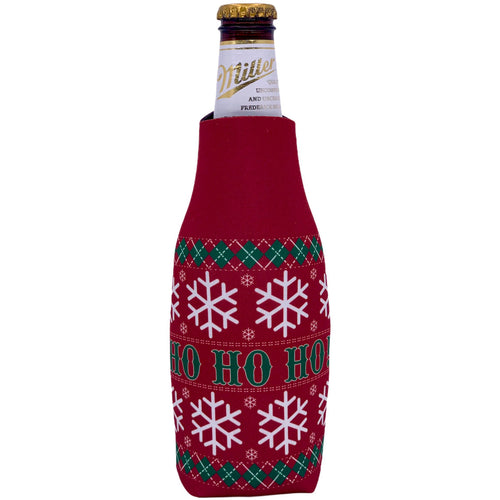 beer bottle koozie with christmas pattern and 
