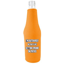 Load image into Gallery viewer, I'm Outdoorsy in that I Like Getting Drunk on Patios Zipper Beer Bottle With Opener