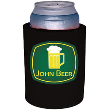 Load image into Gallery viewer, black thick foam old school can koozie with john beer funny design