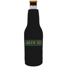 Load image into Gallery viewer, black beer bottle koozie with beer 30 funny design