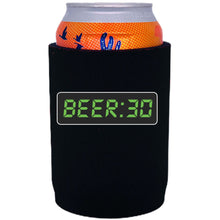 Load image into Gallery viewer, black full bottom can koozie with beer 30 funny design

