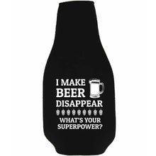 Load image into Gallery viewer, I Make Beer Disappear Beer Bottle Coolie w/Opener Attached