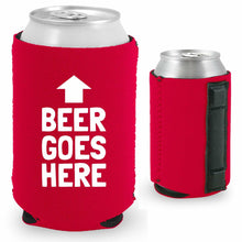 Load image into Gallery viewer, Beer Goes Here Magnetic Can Coolie