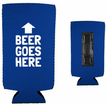 Load image into Gallery viewer, Beer Goes Here Magnetic Slim Can Coolie