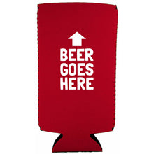 Load image into Gallery viewer, Beer Goes Here Slim Can Coolie