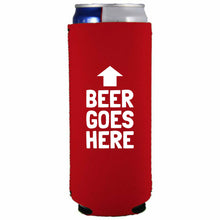 Load image into Gallery viewer, Beer Goes Here Slim Can Coolie