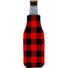 Load image into Gallery viewer, Buffalo Check Flannel Print Beer Bottle Coolie