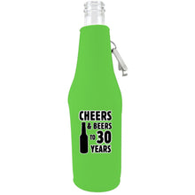 Load image into Gallery viewer, Cheers & Beers to 30 Years Beer Bottle Coolie With Opener