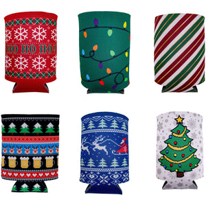 Christmas Holiday Pattern Can Coolie Variety 6 Party Pack