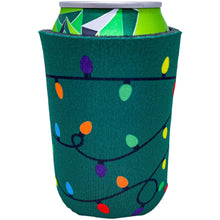 Load image into Gallery viewer, can koozie with christmas lights pattern design print