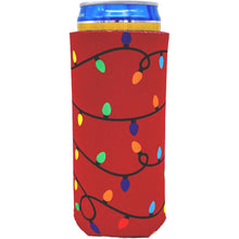 Load image into Gallery viewer, Christmas Lights Pattern Slim 12oz Can Coolie