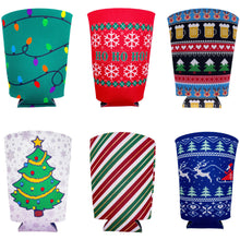 Load image into Gallery viewer, Christmas Holiday Pattern Pint Glass Coolie Variety 6 Party Pack