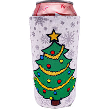 Load image into Gallery viewer, 16 ounce can koozie with christmas tree design print
