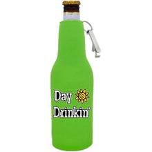 Load image into Gallery viewer, Day Drinkin Beer Bottle Coolie with Opener Attached