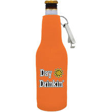Load image into Gallery viewer, Day Drinkin Beer Bottle Coolie with Opener Attached