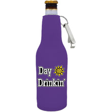 Load image into Gallery viewer, Day Drinkin Beer Bottle Coolie with Opener Attached