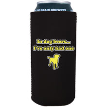Load image into Gallery viewer, black 16oz can koozie with dog beers funny design