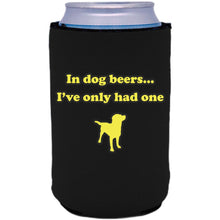 Load image into Gallery viewer, black can koozie with dog beers funny design
