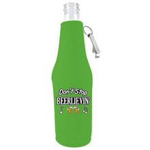 Load image into Gallery viewer, Don't Stop Beerlievin' Beer Bottle With Opener Coolie