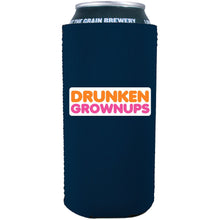 Load image into Gallery viewer, 16oz navy blue can koozie with drunken grownups funny design