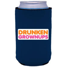 Load image into Gallery viewer, Navy can koozie with drunken grownups funny design