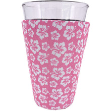Load image into Gallery viewer, hibiscus pattern koozie with pink and flower design 
