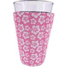 Load image into Gallery viewer, hibiscus pattern koozie with pink and flower design