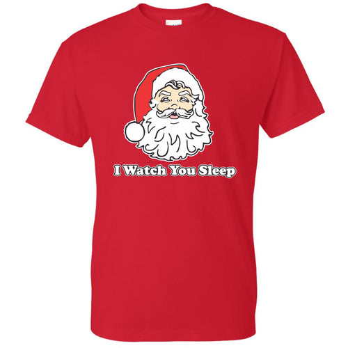 red tee shirt with santa graphic and 