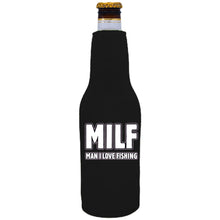Load image into Gallery viewer, MILF, Man I Love Fishing Beer Bottle Coolie