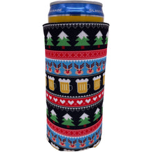 Load image into Gallery viewer, Reindeer and Beer Christmas Slim 12oz Can Coolie
