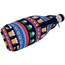 Load image into Gallery viewer, Reindeer and Beers Christmas Zipper Bottle Coolie