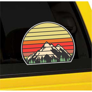 Retro Mountains Vinyl Sticker 5 Inch, Indoor/Outdoor