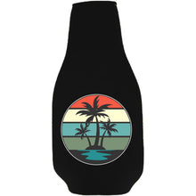 Load image into Gallery viewer, Retro Palm Trees Beer Bottle Coolie with Opener Attached