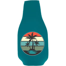 Load image into Gallery viewer, Retro Palm Trees Beer Bottle Coolie with Opener Attached