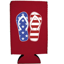 Load image into Gallery viewer, Stars and Stripes Flip Flop 16 oz. Can Coolie