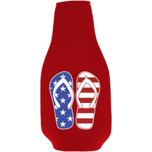 Load image into Gallery viewer, Stars and Stripes Flip Flop Beer Bottle Coolie