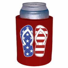 Load image into Gallery viewer, Stars and Stripes Flip Flop Thick Foam&quot;Old School&quot; Can Coolie
