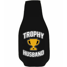 Load image into Gallery viewer, Trophy Husband Beer Bottle Coolie with Opener Attached