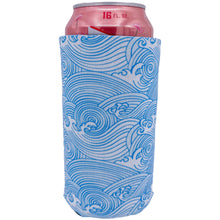 Load image into Gallery viewer, White 16 oz Koozie with Blue Wave lines