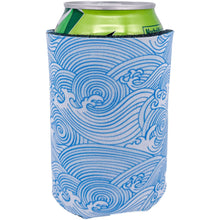 Load image into Gallery viewer, White Can Koozie with Blue Wave Lines
