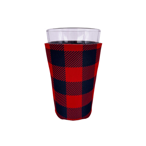 buffalo check pattern pint glass koozie