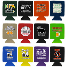 Load image into Gallery viewer, Beer Jokes Funny Magnetic Can Coolie Designs 12 Pack
