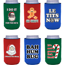 Load image into Gallery viewer, Six can koozies with funny christmas design prints
