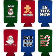 Load image into Gallery viewer, Funny Christmas Slim Can Coolie Designs 6 Pack
